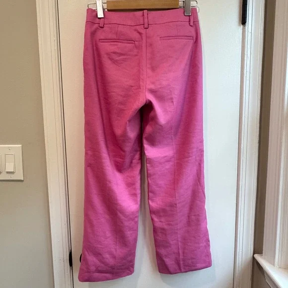 J. Crew Womens Size 0 Pink Linen‎ Blend High Rise Straight Leg Pants Trousers - Picture 4 of 10